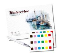 Watercolour Workbook, 20 Pages Nature Scenery Water Colour Book with Paint Brush, Workbooks Set with Paint Brush for Adults, DIY Craft Watercolour Workbooks for Adults with Color Swatches (Scenery)