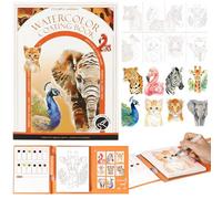 Watercolour Workbook, 2026 New Creative Stress Relief Kit, Beginner Friendly Paint Art Watercolor Painting Kits, Watercolor Painting Book for Adult Beginners (Animal)