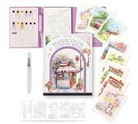 Watercolour Workbook, Built in Watercolour Painting Book, Creative Stress Relief Kit for Beginners, Portable Water Colouring Book with Paint, Compact Art Supplies for Travel/Practice
