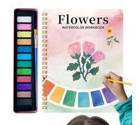 Watercolour Workbook - Colouring Book with Colours, Art Supplies, Beginners Guide, Creative Practice, Watercolour Workbook Colouring Templates, 12 Colours, Painting Kit, Drawing, Ideal for Adults