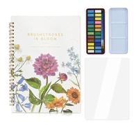Watercolour Workbook for Adults - Water Colouring Book with 24 Vibrant Paints, 2 Brushes and Transparent A4 Writing Board, Peony Flower & Bird Watercolor Paint Set for Beginners Relaxing Creative Gift