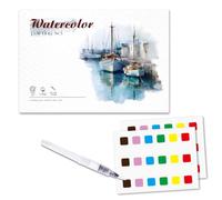 Watercolour Workbook, Landscape Water Colouring Book with 2 Color Picker & Paint Brush, Nature Scenes Water Colours Paint Set for Adults, Beginner, Gift for Adults Teens
