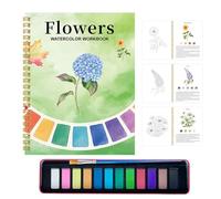 Watercolour Workbook - Spiral Bound with 12 Paints & Brush Painting Book, Beginner Friendly Workbook | for Kids & Adults, Ideal for Classroom Teaching, Art Enlightenment, Travel & Holiday