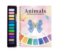 Watercolour Workbook - Spiral Bound with 12 Paints & Brush Painting Book, Beginner Friendly Workbook | for Kids & Adults, Ideal for Classroom Teaching, Art Enlightenment, Travel & Holiday