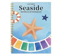 Watercolour Workbook, Watercolor Drawing Set Beginners-Friendly Water Colour Paints Book Sets with 12 Colors and Brush for Home School Traveling