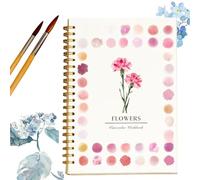 Watercolour Workbook, Watercolor Paint Workbooks Set,Spiral Bound Artist Sketchbook,Beginner Friendly Water Colour Paints Book Sets with Brushes Gift for Adults Teens-Flowers