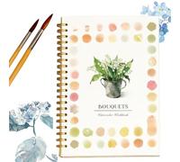 Watercolour Workbook, Watercolor Paint Workbooks Set,Spiral Bound Artist Sketchbook,Beginner Friendly Water Colour Paints Book Sets with Brushes Gift for Adults Teens-Bouquet