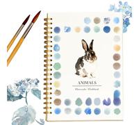 Watercolour Workbook, Watercolor Paint Workbooks Set,Spiral Bound Artist Sketchbook,Beginner Friendly Water Colour Paints Book Sets with Brushes Gift for Adults Teens-Animals