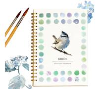 Watercolour Workbook, Watercolor Paint Workbooks Set,Spiral Bound Artist Sketchbook,Beginner Friendly Water Colour Paints Book Sets with Brushes Gift for Adults Teens-Birds