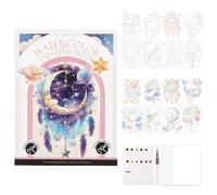 Watercolour Workbook Watercolour Paint Set Water Color Paper Book Paint Set with 12 Colors Paint Cakes and Brush Watercolors Workbook for Adults Beginners Art Supplies (Moon and Star) (C)