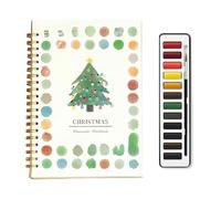 Watercolour Workbook, Watercolour Workbooks for Adults, Christmas Tree Beginner Painting Kit with 12 Colours Pigment, Art Crafts for Creative Exploration, Gift for Artists Teens