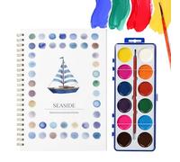 Watercolour Workbook with Paint Set,Beginner Friendly Watercolour Practice Book with 12 Colours Paints and Brush,Nature Scenes Paint Set Art Crafts Water Colour Paints Book Sets for Adults Teens