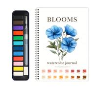 Watercolour Workbooks Paint Kit 12 Color Watercolour Paint Workbooks Beginner Friendly Water Colour Paints Books with Paint Brushes for Crafts Gift(Flower)