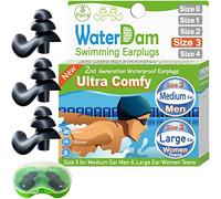 WaterDam Swimming Ear Plugs - Ultra Comfy Waterproof Earplugs Prevent Swimmer's Ear (Medium & Large, Black)