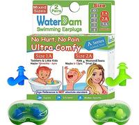 WaterDam Swimming Earplugs Ultra Comfortable Great Waterproof Earplugs A Series (Size 1A + 2A: Kids & Small Ears Women & Teenagers (Blue Green))