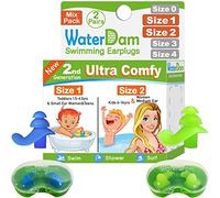 WaterDam Swimming Earplugs Waterproof Ultra Comfortable to Prevent Swimmer's Ears, Size 1+2: Toddler (Blue) Small Medium Ears for Women Kids Teens