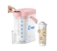 Waterdrop 0 TDS Zero TDS Water Rechargeable Water Filter Dispenser, 5-Stage Instant Electric Powerful Pitcher, Reduce Chlorine, Lead, 15-Cup Countertop Water Filtration System with 1 Filter, Pink
