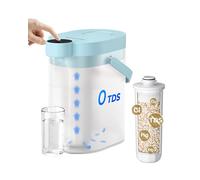 Waterdrop 0 TDS Zero TDS Water Rechargeable Water Filter Jug, WD-ED05TW 3.5L Instant Electric Powerful Dispenser, Reduce Chlorine, Lead, Countertop Water Filtration System, Blue with 1 WD-EWFT1 Filter