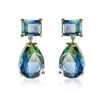 Waterdrop Dangle Stud Earrings for Women Girls Blue Diamond Crystal CZ Teardrop Dangling Drop Earrings Wedding Studs Statement Earrings Fashion Jewelry Gifts for Mother's Day