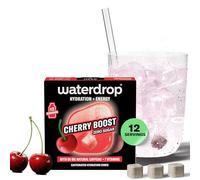 waterdrop® Energy Drink Cherry - Water Flavouring Hydration Tablet in Cherry Flavour, Sugar Free, Low Calorie Fizzy Drinks, 90 mg Natural Caffeine, Vitamin C and B - 12 Drinks