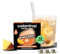 waterdrop® Energy Drink Mango - Water Flavouring Hydration Tablet in Mango Flavour, Sugar Free, Low Calorie Fizzy Drinks, 90 mg Natural Caffeine, Vitamin C and B - 12 Drinks