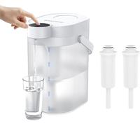 Waterdrop FreshTaste Soften Water Instant Electric Rechargeable Water Filter Jug, 4L Water Filter Dispenser, Reduce Calcium, Chlorine, Lead, Copper, Purify, White (2 Replacement Filter: WD-EWFS)