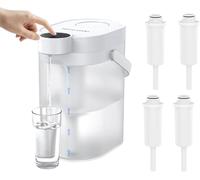 Waterdrop FreshTaste Soften Water Instant Electric Rechargeable Water Filter Jug, 4L Water Filter Dispenser, Reduce Calcium, Chlorine, Lead, Copper, Purify, White (4 Replacement Filter: WD-EWFS)
