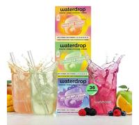 Waterdrop® Fruit Fusion Hydration Tablets Taster Pack - 36 Sugar Free Water Flavouring Cubes, 3 Flavours: Paradise, Wildberry & Evergreen Fusion, with Vitamin C & B, Low Calorie & Vegan Drink Mix