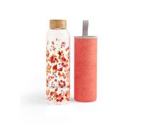 waterdrop® Glass Water Bottle 600ml - Water Flask with Bamboo Lid & Sleeve, Reusable Borosilicate Glass Flask, Leakproof, Ideal for Travel, Office, Gym, Home, BPA Free