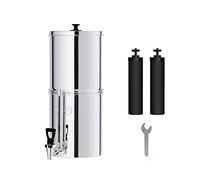 Waterdrop Gravity-fed Water Filter System, NSF/ANSI 372 Certification | Reduces up to 98.95% of Chlorine-King Tank Series, 8.5L Stainless-steel Filter System with 2 Filters and Metal Spigot, WD-TK