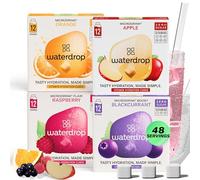 waterdrop® Microdrink Classic Fruit Mix Set - 48 Water Flavouring Hydration Tablets, Flavoured Water Cubes in Orange, Apple, Raspberry & Blackcurrant Flavours, Vitamin C & B, Vegan, Sugar Free