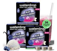 waterdrop® Microenergy Blue Vanilla Boost - Energy Drink, 36 Water Flavouring Hydration Cubes in Blueberry Vanilla Flavour, Sugar Free, Low Calorie Fizzy Drinks, 90mg Natural Caffeine, Vitamin C and B