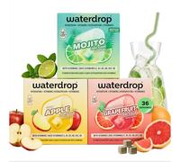 waterdrop® Mocktail Set - 36 Sugar Free Water Flavouring Tablets in Mojito, Apple & Grapefruit Flavours, Vitamin C & B, Low Calorie Sparkling Fizzy Drinks, Vegan Mocktail Mix