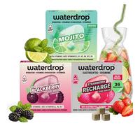 waterdrop® Mojito Set - 36 Sugar Free Water Flavouring Tablets in Mojito, Strawberry & Blackberry Flavours, Vitamin C & B, Low Calorie Sparkling Fizzy Drinks, Vegan Mojito Mix