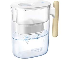Waterdrop PT-04C Chubby Water Filter Jug, 3.5L, 3 Months, Wooden Handle | NSF Certified, 200-Gallon Long-Life Filter, Reduces Fluoride, Chlorine and More, BPA Free, Sturdy Wooden Handle, Clear