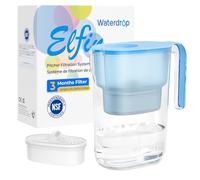 Waterdrop PT-05B Elfin Water Filter Jug 2.5L, NSF Certified, 3-Month, Blue | 200-Gallon, 5X Longer Filter Life, Fridge-Friendly, Reduces Lead, Fluoride, Chlorine and More, BPA Free