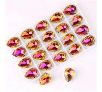 Waterdrop Shape Silver Claw Settings Sew On Rhinestone Rainbow Jelly AB Glass Crystal DIY Trimming A10 Yellow RB 7x10mm 50pcs