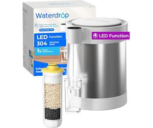 Waterdrop Stainless Steel with UV-Light Rechargeable Water Filter Dispenser, WD-ED09W 5.3L Large 3 Months Soften Water Electric Jug, Reduce Calcium, Magnesium and other 70+ Contaminants