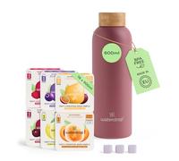 Waterdrop® Starter Set Steel - 600 ml Stainless Steel Bottle + 18 Water Flavouring Hydration Cubes, Vitamin Infused, Sugar Free Microdrink