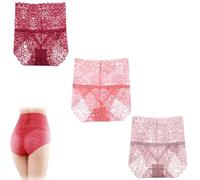Wateresty Sexy High Waist Pretty Lace Panties, Soft Lace Briefs, High Waist Underwear for Women, Lift The Hips(3*mix-7,M)