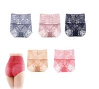 Wateresty Sexy High Waist Pretty Lace Panties, Soft Lace Briefs, High Waist Underwear for Women, Lift The Hips(5*mix-3,3XL)