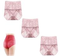 Wateresty Sexy High Waist Pretty Lace Panties, Soft Lace High Waist Underwear for Women, Lift The Hips(3*pink,M)