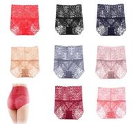 Wateresty Sexy High Waist Pretty Lace Panties, Soft Lace High Waist Underwear for Women, Lift The Hips(8*mix,L)