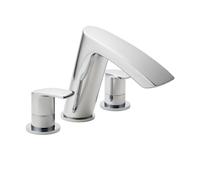 Waterfall 3 Hole Bath Filler Chrome - Modern Deck Mounted Tap, Solid Brass Body, Dual Controls, Durable Chrome Finish