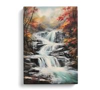 Waterfall Action Painting Art No.2 Canvas Print | Gallery Wrapped 30mm Frame Wall Art | 30x20 inches | Ready to Hang | Contemporary Landscape Picture | Living Room Bedroom Lounge Office