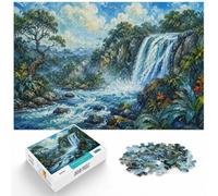 Waterfall and Birds Impressionistic Painting Jigsaw Puzzle, 1000 Piece | For cold evenings at home: Adult jigsaw puzzle with 1000 pieces; for winter leisure at home with the complete challenge to.
