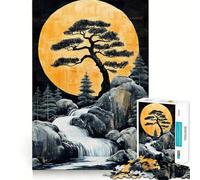 Waterfall And Bonsai Tree Jigsaw 1000 Pieces Focus Building Toy Zero Gap Rewarding Activity for Rainy Days (50x75cm)