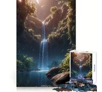 Waterfall And Fireflies Hard Jigsaw Puzzle for Adults 1000 Pieces Focus Enhance Restful Activity Smooth Cut Winter Gift (50x75cm)