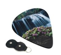 Waterfall And Flower Guitar Plectrums, 6 Guitar Plectrums, Double Sided Printing, For Acoustic Guitar, Bass, Ukulele, Electric Guitar (0.46 Mm 0.71 Mm 0.96 Mm)