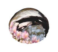 Waterfall and Flower print Stylish Shower Cap Reusable Shower Cap Women Large Shower Cap for Braids Long Hair